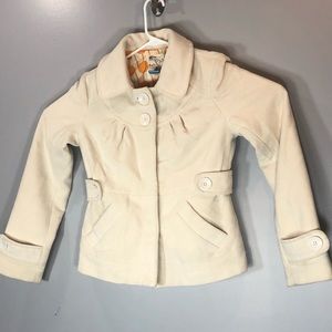 Tulle Anthropologie Womens Ivory Snap Pea Coat